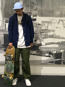 「スケートスタイル」｜「アイテム（ブルゾン）」を使った、junya_kasugaさん（メンズ・180cm）の秋コーディネート
