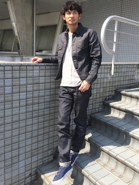 「BASECONTROL（ベースコントロール）のアイテム（ジャケット/アウター）」を使った、junya_kasugaさん（メンズ・180cm）の春コーディネート