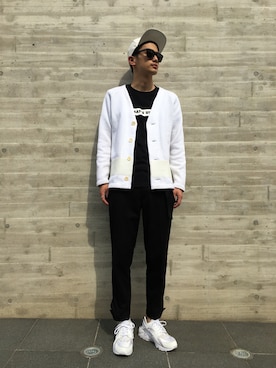 「EN ROUTE（アンルート）のアイテム（ニット/セーター）」を使った、内原達也さん（メンズ・180cm）の春コーディネート