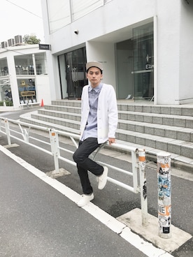 「EN ROUTE（アンルート）のアイテム（カーディガン/ボレロ）」を使った、内原達也さん（メンズ・180cm）の秋コーディネート