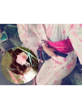 「Honeys（ハニーズ）のアイテム（浴衣）」を使った、CHUNさん（レディース・165cm）の夏コーディネート