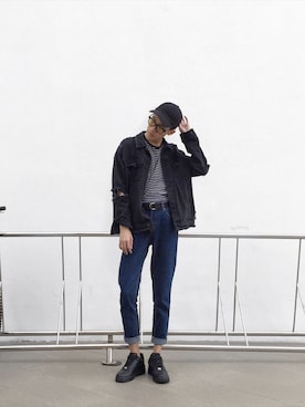 「TOPMAN（トップマン）のアイテム（デニムジャケット）」を使った、Ah Kooさん（メンズ・178cm）の夏コーディネート