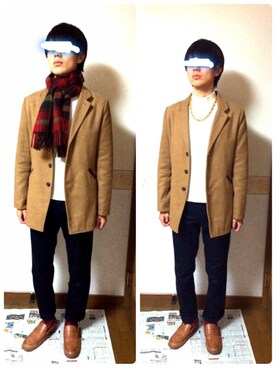 「Eddie Bauer（エディーバウアー）のアイテム（スラックス）」を使った、masakiさん（メンズ・180cm）の冬コーディネート
