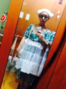 「usedのアイテム（T Shirts、グリーン系）」を使った、あかいゆきさん（レディース・174cm）の秋コーディネート