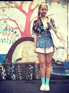 「usedのアイテム（Shirts、ブラック系）」を使った、あかいゆきさん（レディース・174cm）の秋コーディネート