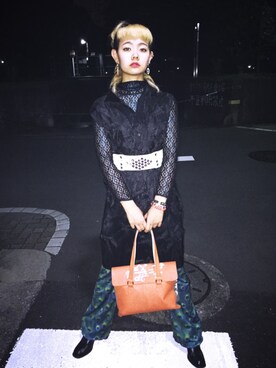 「BUBBLES（バブルス）のアイテム（Tops、グリーン系）」を使った、あかいゆきさん（レディース・174cm）の秋コーディネート