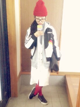 「CHAPTER WORLD PREMIUM（チャプターワールドプレミアム）のアイテム（帽子）」を使った、keikoさん（レディース・153cm）の冬コーディネート