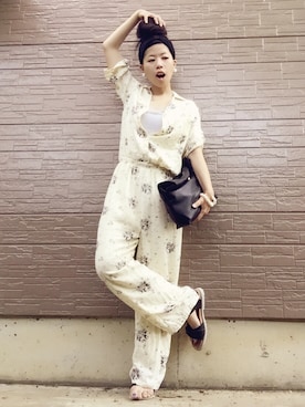 「mystic（ミスティック）のアイテム（つなぎ/オールインワン）」を使った、keikoさん（レディース・153cm）の夏コーディネート