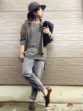 「HARE（ハレ）のアイテム（ピアス（両耳用））」を使った、keikoさん（レディース・153cm）の秋コーディネート