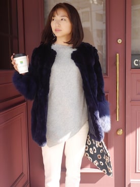 「Danny&Anne（ダニーアンドアン）のアイテム（ブルゾン）」を使った、永田杏奈さん（レディース・158cm）の冬コーディネート