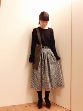 「TODAYFUL（トゥデイフル）のVintageトートバッグ（トートバッグ）」を使った、mikamoさん（レディース・158cm）の秋コーディネート
