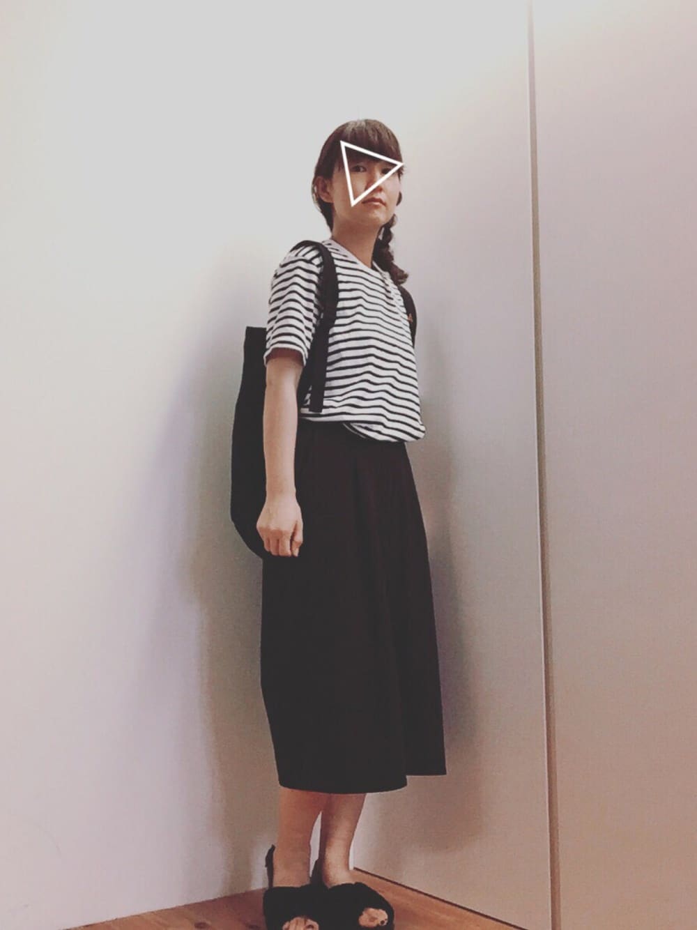「カジュアル、オトナカジュアル、ootd、ワイドパンツ、ボーダー、ユニクロ、WEGO、Doシンプル部、シンプル、プチプラ」｜「WEGOのWEGO/ ポンチガウチョパンツ（その他パンツ、ブルー系）」を使った、mikamoさん（レディース・158cm）の夏コーディネートの1枚目の写真