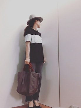 「グレープハンドルバッグ」｜mikamoさん（レディース・158cm）の秋コーディネート
