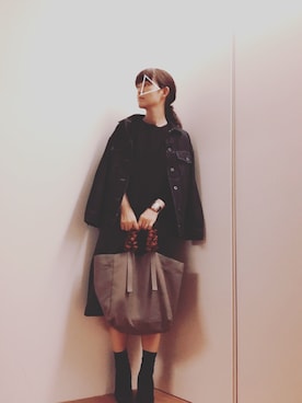 「グレープハンドルバッグ」｜mikamoさん（レディース・158cm）の秋コーディネート