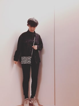 「Doシンプル部」｜「アイテム（ハンチング/ベレー帽）」を使った、mikamoさん（レディース・158cm）の秋コーディネート