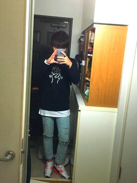 「UNIQLO（ユニクロ）のアイテム（Tシャツ/カットソー、ブラック系）」を使った、M.Yamamotoさん（メンズ・173cm）の夏コーディネート