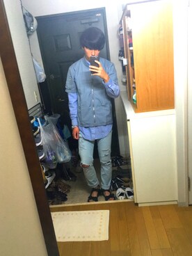 「CIAOPANIC（チャオパニック）のアイテム（その他トップス、グレー系）」を使った、M.Yamamotoさん（メンズ・173cm）の秋コーディネート