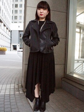 「文化服装学院」｜「アイテム（ジャケット/アウター）」を使った、Zipper編集部さん（レディース・160cm）の春コーディネート