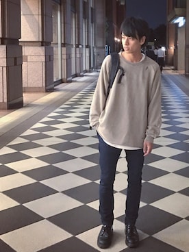 「Gramicci（グラミチ）のアイテム（スウェット）」を使った、ふきはるさん（メンズ・168cm）の秋コーディネート