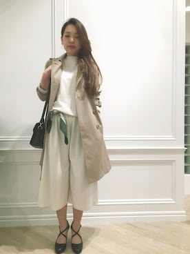 「アイテム（バンダナ/スカーフ）」を使った、かおりさん（レディース・157cm）の春コーディネート