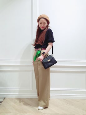 「アイテム（バンダナ/スカーフ）」を使った、かおりさん（レディース・157cm）の春コーディネート