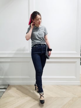 「Yves Saint Laurent（イヴサンローラン）のアイテム（バッグ）」を使った、かおりさん（レディース・157cm）の夏コーディネート