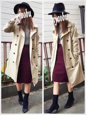 「ルーズソックス」｜「アイテム（トレンチコート）」を使った、nyaobuさん（レディース・164cm）の秋コーディネート