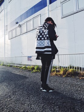 「FACETASM（ファセッタズム）のアイテム（その他アウター）」を使った、たなかさん（メンズ・176cm・20代）の春コーディネート