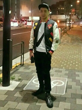 「DIESEL（ディーゼル）のアイテム（スタジャン）」を使った、Kazuhisa Hirataさん（メンズ・178cm）の春コーディネート
