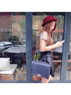 「skirt」｜「アイテム（キャップ）」を使った、Avery.Linさん（レディース・162cm）の秋コーディネート