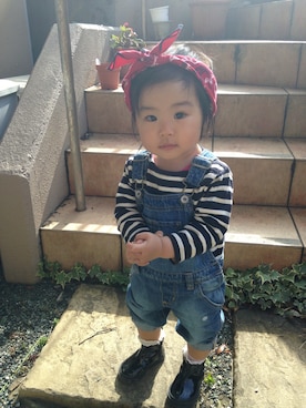 「サイドゴアブーツ」｜「アイテム（サロペット/オーバーオール）」を使った、AKiさん（キッズ・80cm）の冬コーディネート