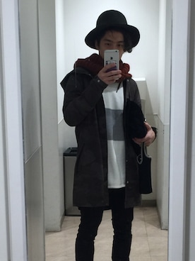 「H&M（エイチ・アンド・エム）のアイテム（モッズコート）」を使った、ゆずコスさん（メンズ・168cm）の秋コーディネート