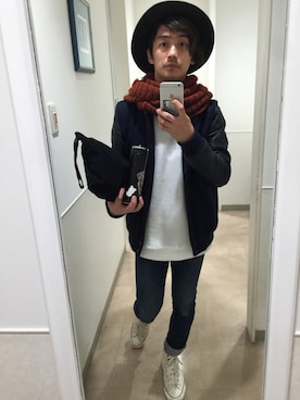「STUDIOUS（ステュディオス）のアイテム（スタジャン）」を使った、ゆずコスさん（メンズ・168cm）の秋コーディネート