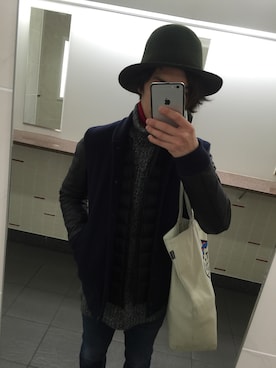 「STUDIOUS（ステュディオス）のアイテム（スタジャン）」を使った、ゆずコスさん（メンズ・168cm）の冬コーディネート