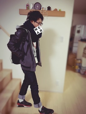 「スウェット×シャツ」｜masanariさん（メンズ・168cm）の冬コーディネート