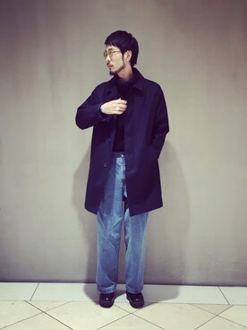 「neonsign」｜「アイテム（ステンカラーコート）」を使った、goike-nitazumiさん（メンズ・181cm）の秋コーディネート