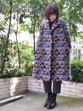 「YOSHIYO（ヨシヨ）のアイテム（その他アウター）」を使った、megumiさん（レディース・163cm）の冬コーディネート