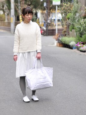 「TOUJOURS（トゥジュー）のアイテム」を使った、megumiさん（レディース・163cm）の春コーディネート