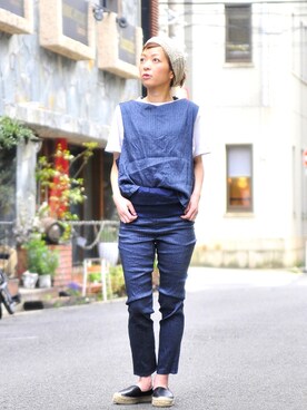 「TOUJOURS（トゥジュー）のアイテム」を使った、megumiさん（レディース・163cm）の春コーディネート