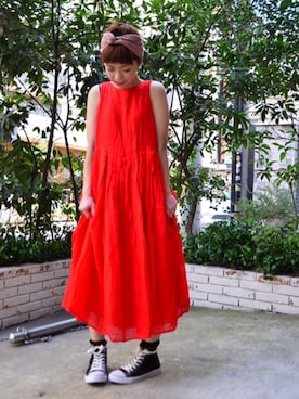 「R&D.M.Co OLDMAN’S TAILOR（オールドマンズテイラー）のアイテム（ワンピース/ドレス）」を使った、megumiさん（レディース・163cm）の春コーディネート