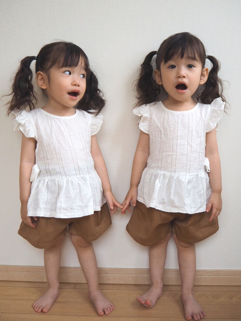「韓国子供服のアイテム（シャツ/ブラウス、ホワイト系）」を使った、ゆーこさん（キッズ・80cm）の夏コーディネートの1枚目の写真
