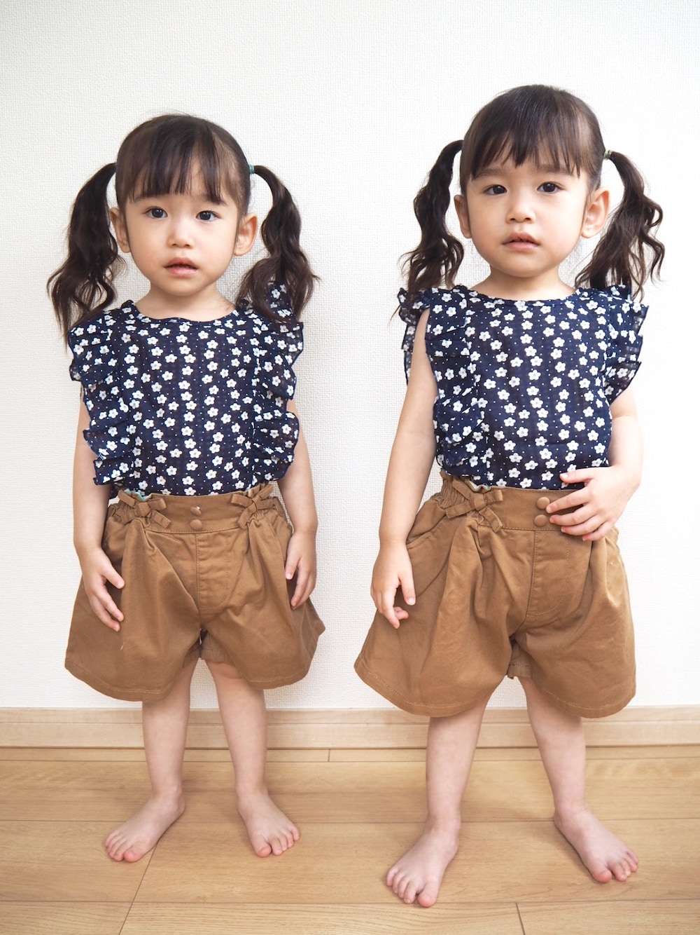 「韓国子供服のアイテム（シャツ/ブラウス、ブルー系）」を使った、ゆーこさん（キッズ・80cm）の夏コーディネートの1枚目の写真