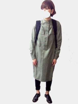 「Whim Gazette（ウィムガゼット）のアイテム（ワンピース）」を使った、ニッシさん（レディース・157cm）の秋コーディネート
