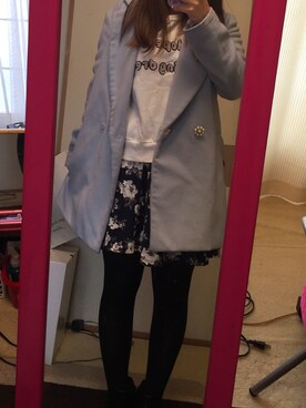 「CECIL McBEE（セシルマクビー）のアイテム（チェスターコート）」を使った、ゆりりんさん（レディース・155cm）の春コーディネート
