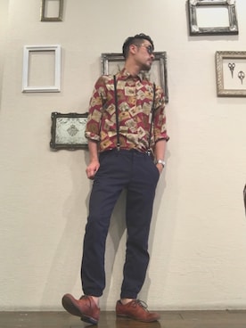 「アイテム（サスペンダー）」を使った、kimi さん（メンズ・179cm）の夏コーディネート