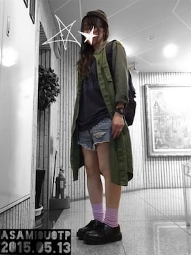 「アイテム（ニットキャップ/ビーニー）」を使った、AsaMi◡̈Tpさん（レディース・157cm・20代）の春コーディネート
