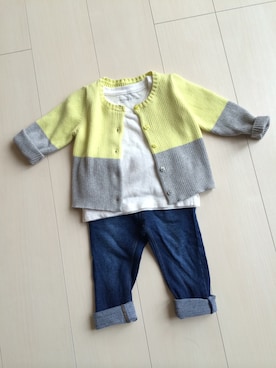 「GAP（ギャップ）のgapkids（カーディガン/ボレロ、イエロー系）」を使った、やまさん（レディース・152cm）の春コーディネート