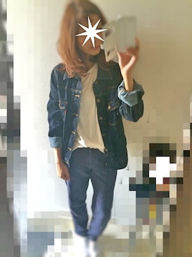「Ungrid（アングリッド）のアイテム（デニムジャケット、ブルー系）」を使った、やまさん（レディース・152cm）の夏コーディネート