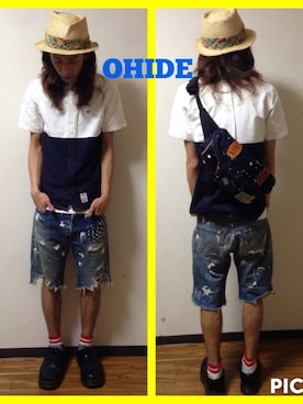 「soe（ソーイ）のアイテム（デニムパンツ）」を使った、おひでさん（メンズ・177cm）の春コーディネート