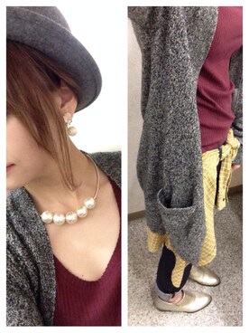 「アイテム（ブーティ、ゴールド系）」を使った、aimiさん（レディース・162cm）の秋コーディネート